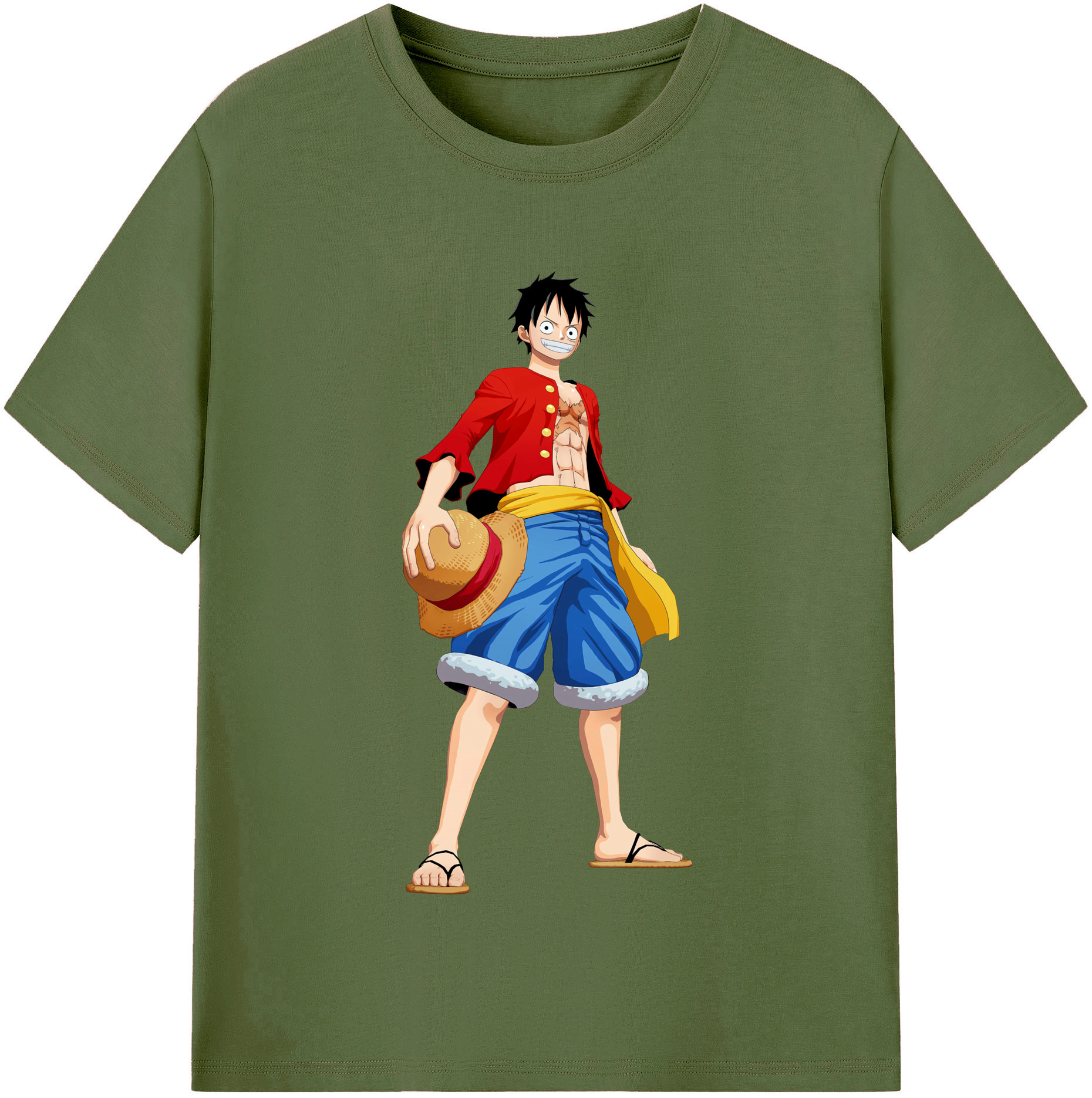 ワンピース モンキー・D・ルフィ ONE PIECE Monkey D. Luffy 綿100％半袖Tシャツ（フロントプリント）